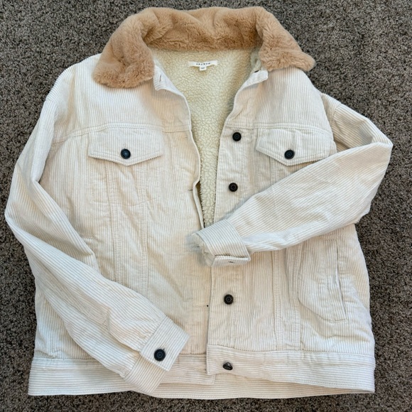Pacsun Oversized Cream Corduroy Sherpa Jacket M/L - Picture 3 of 3